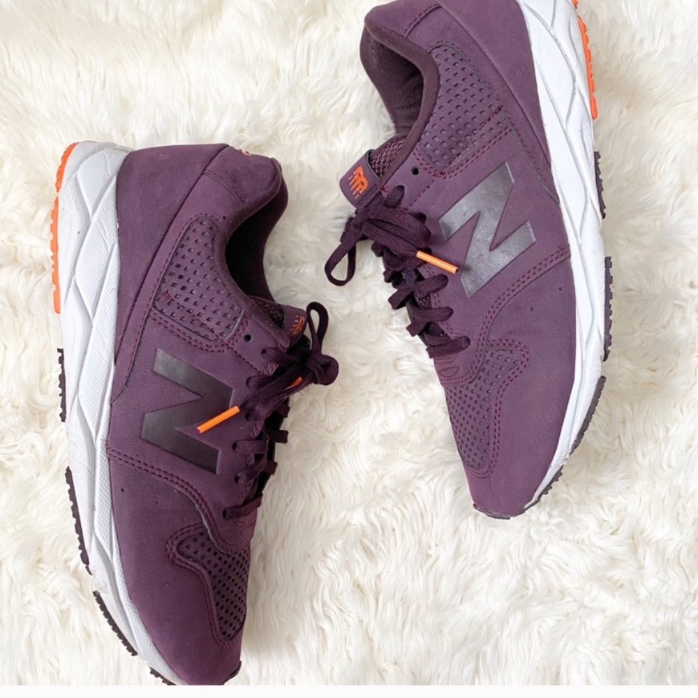Purple new balance suede tennis shoes